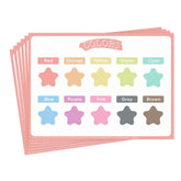 CartaChic disposable placemats with star color designs protect surfaces during meals and are travel-friendly.