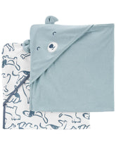 Carter's baby hooded towel close-up, plush terry ready for gentle bath time.