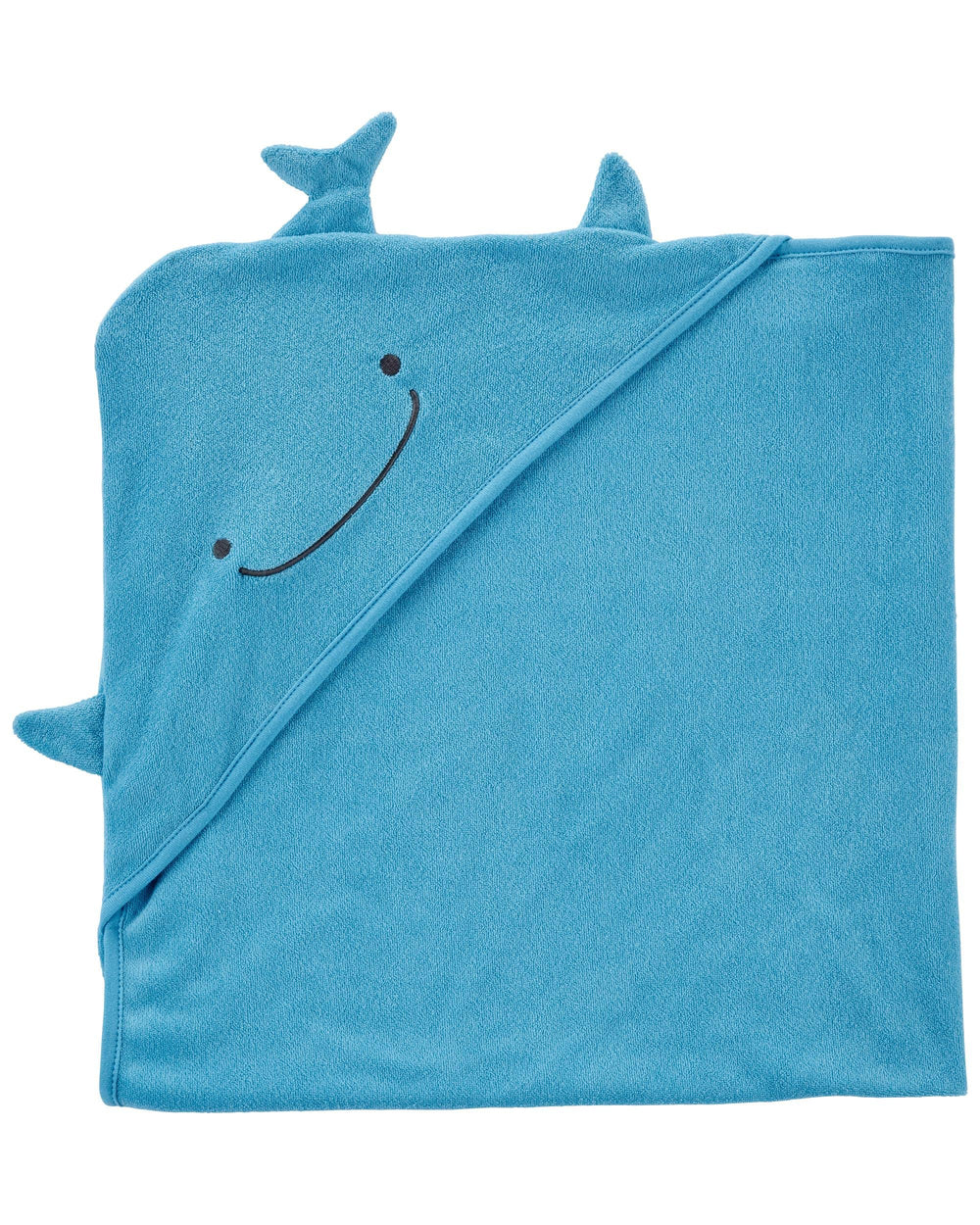 Carter's baby hooded towel light blue front view for gentle post-bath drying.