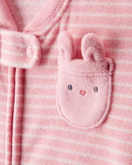 Carter's sleep bag with pink stripes and bunny applique for cozy sleepwear.