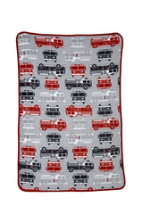 Carter's toddler fire-truck coral fleece blanket front view for cozy naps.