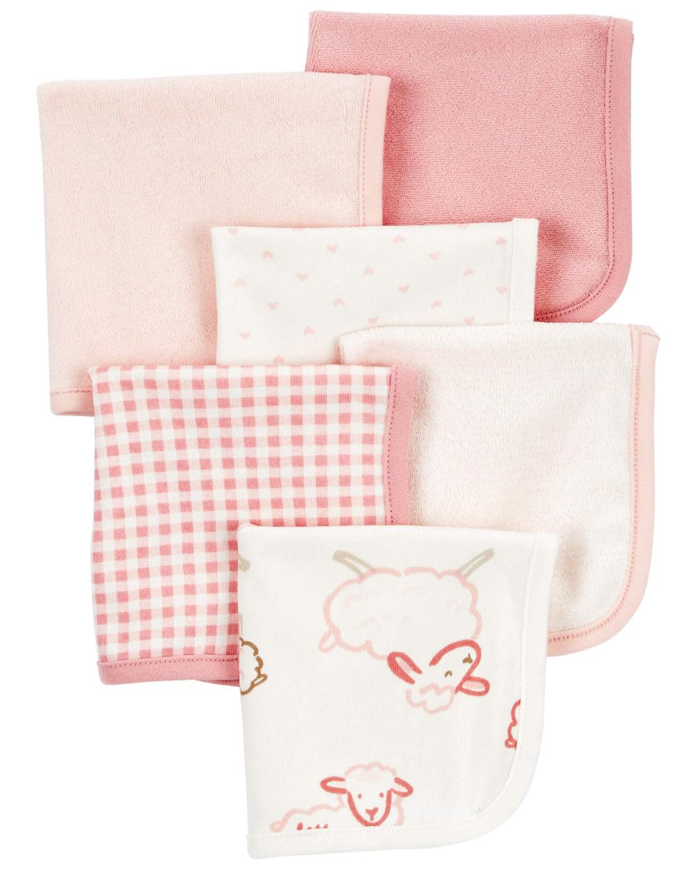 Carter's pink-and-ivory washcloths 6-pack offer gentle cleansing for daily baths
