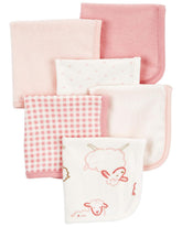 Carter's pink-and-ivory washcloths 6-pack offer gentle cleansing for daily baths