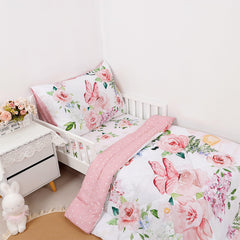 CARUILI 4-piece toddler bedding layout demonstrates complete cozy sleep ensemble.