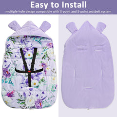 CARUILI car seat cover compatible with three-point and five-point harness systems.