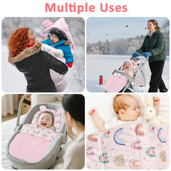 CARUILI carseat blanket collar button-adjustment improves temperature control for chilly rides.