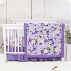 CARUILI crib bedding set flowers highlights a floral pattern for elegant nursery styling.