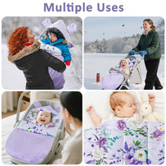 CARUILI infant carseat blanket with premium Minky exterior delivers cozy comfort.
