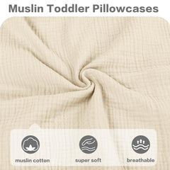 CARUILI Muslin Toddler Pillowcase designed for 13x18 and 14x20 pillows, snug fit.