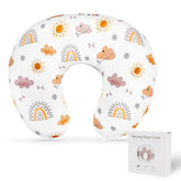 CARUILI nursing pillow cover with boho rainbow pattern enhances cozy breastfeeding.