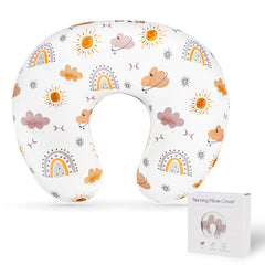 CARUILI nursing pillow cover with boho rainbow pattern enhances cozy breastfeeding.