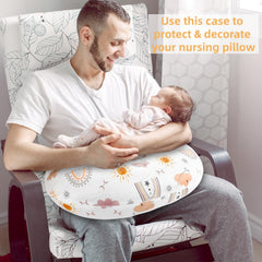 CARUILI nursing pillow cover close-up shows soft breathable fabric for baby comfort.