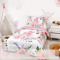 CARUILI pink floral flat sheet closeup highlights soft, breathable texture.