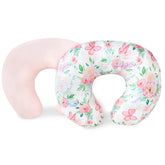 CARUILI pink floral nursing pillow cover shows soft, breathable fabric for baby comfort.