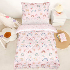 CARUILI rainbow toddler comforter shows a soft microfiber texture for cozy nights