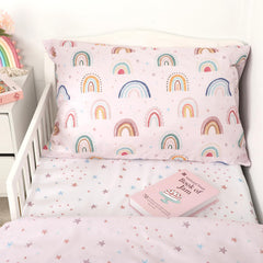 CARUILI rainbow toddler fitted sheet snug on a bed for a secure sleep