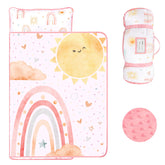 CARUILI toddler nap mat folded with buckle for easy daycare transport