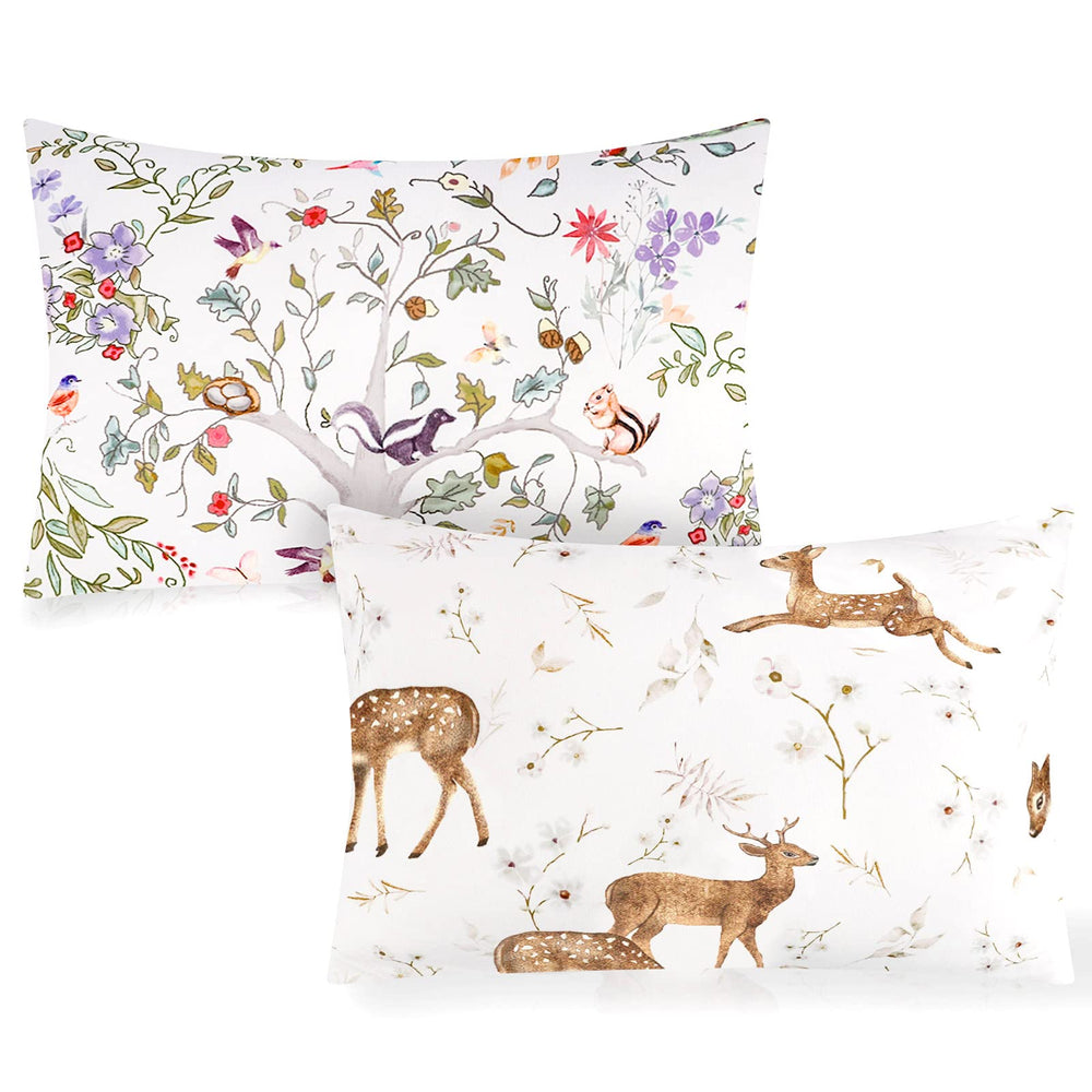 CARUILI toddler pillowcase woodland deer print for breathable nap-time comfort