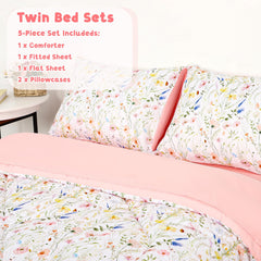 CARUILI comforter reversible feature highlighted with pink flowers for versatile styling