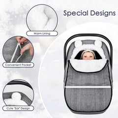 CARUILI winter carseat cover fleece material closeup emphasizes plush softness for baby comfort