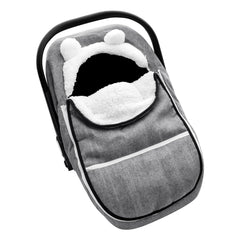 CARUILI winter carseat cover gray front view showing universal fit and warmth