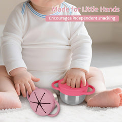 Casremee 304 stainless snack cups resist drops and rough play at snack time.