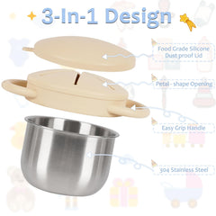 Casremee snack cups petal-opening allows toddlers to grab bites easily during travel.