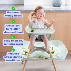 Catchy Food Catcher being wiped clean saves time during cleanup.