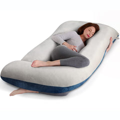 CAUZYART U-shape 55-inch pregnancy pillow supports back and belly for restful sleep.