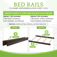 CC KITS bed rails espresso compatibility chart highlights supported cribs for a smooth upgrade
