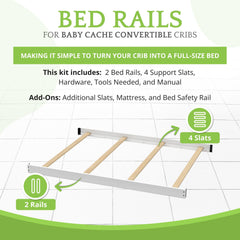 CC KITS full-size conversion kit bed rails in-use show toddler-friendly sleep space upgrade.