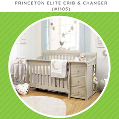 CC KITS Toddler Bed Guard Rail Heritage Fog installed on crib demonstrates confident sleep safety