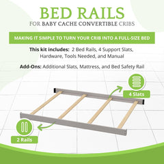 CC KITS ash gray bed rails side view showing solid wood strength