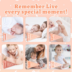 Cecliy bright-colors pennants with kaleidoscope patterns for captivating baby milestones.