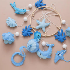 Ceecolia Soft Blue Nursery Mobile—calming colors support peaceful visual play.