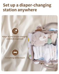 CEI-CEI diaper caddy with waterproof lining keeps wipes and creams dry.