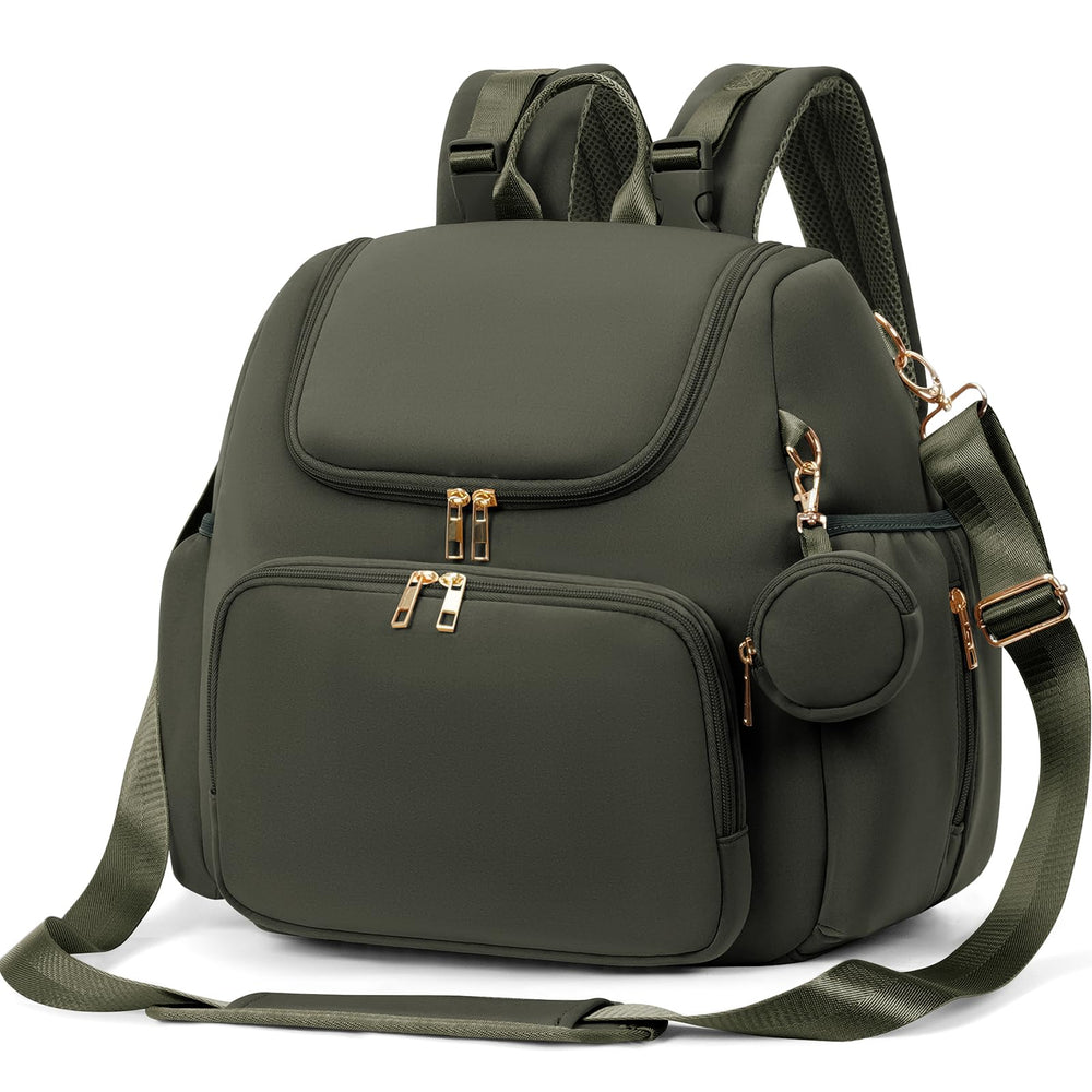 CEI-CEI neoprene diaper bag front view highlighting roomy organization for essentials