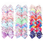 CellElection 24pcs 4.5inch bows in rainbow pack with secure alligator clips for tidy hair.