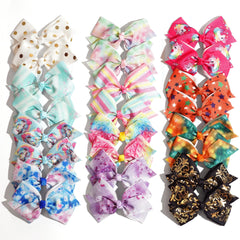 CellElection 24pcs bows on model wearing rainbow hair for stylish everyday wear