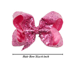 CellElection pink sequin 6inch hair bow closeup for stylish everyday wear
