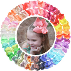 CÉLLOT 40pcs 6in hair bows with alligator clips secure kids' hairstyles