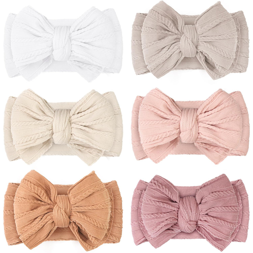 Celllot baby bows headbands nylon set of 6 colors for newborns and toddlers