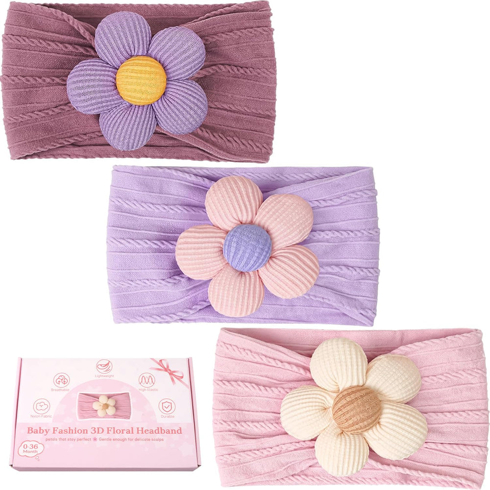 CÉLLOT baby flower headband violet with gentle elastic fit for newborns