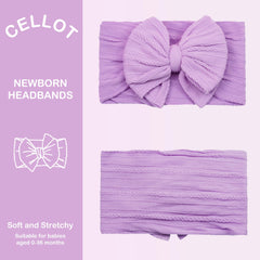 Celllot double bow headband yellow green comfortable fit for newborns
