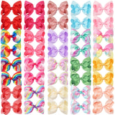 Celllot rainbow hair bows with alligator clip closeup for secure daily wear