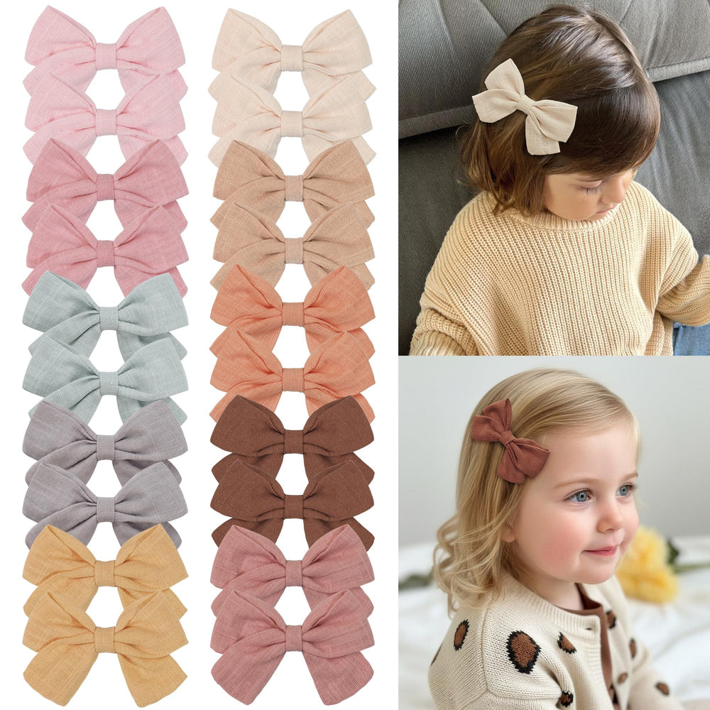 Cellot girls hair bows linen fabric close-up showing premium texture for daily wear.