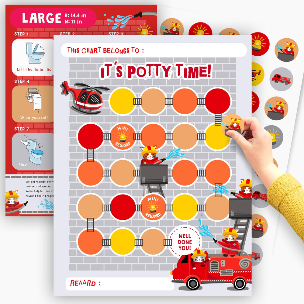 Central 23 Fire Engine potty chart cover engages boys with bold design.