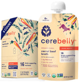 Cerebelly carrot beef bone broth puree pouch for on-the-go meals with protein support.