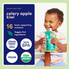 Cerebelly dairy-free smoothie pouch packaging highlighting shelf-stable storage