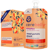 Cerebelly sweet-potato-peach-dairy-free-pouch front view for on-the-go nutrition